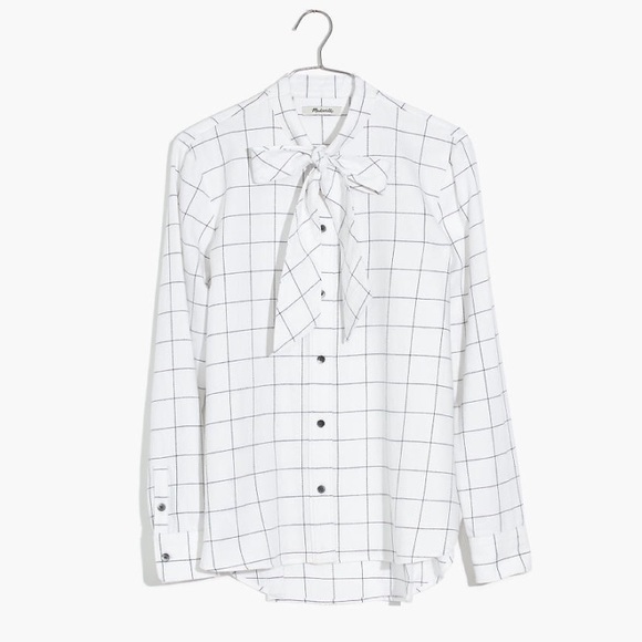 Madewell Tops - Madewell Flannel Tie-Neck Shirt in Windowpane